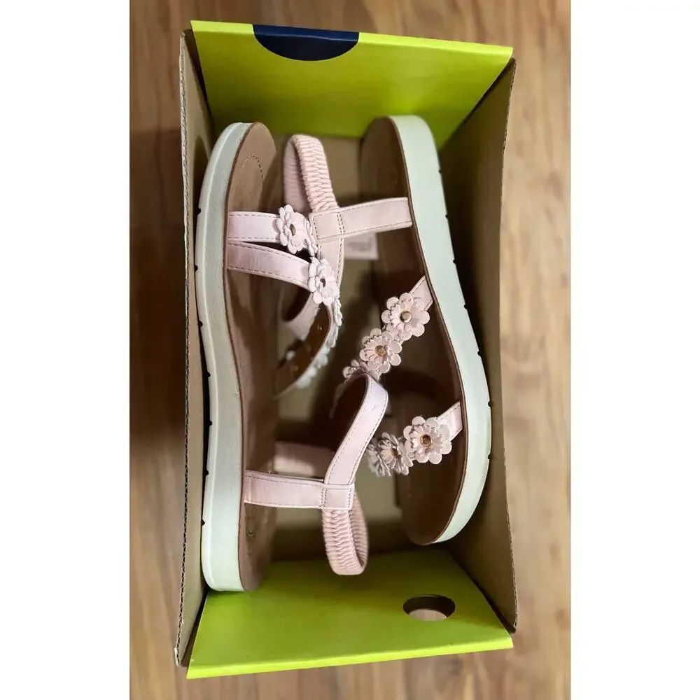 WHITE MOUNTAIN Kids Ease Floral Sandal, Lt.Blush/Smooth, Size 3 M w/Box
